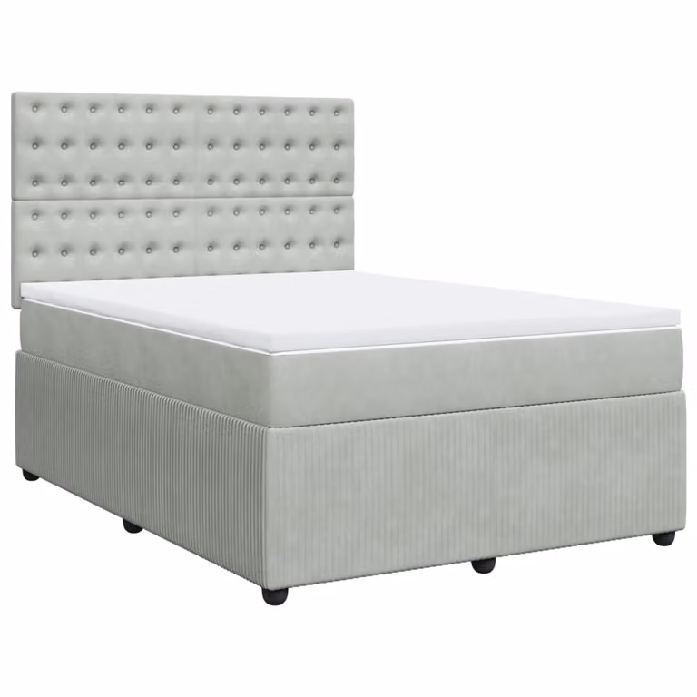 Giroletto a Molle con Materasso Grigio Chiaro 140x190cm Velluto