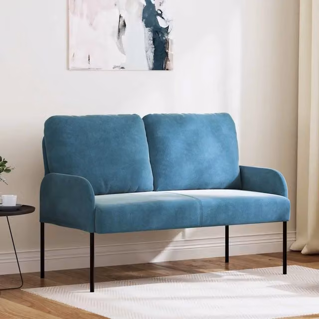 Divano moderno vidaXL in tessuto blu con cuscini per soggiorno L: 115 cm, P: 80 cm, H: 56 cm