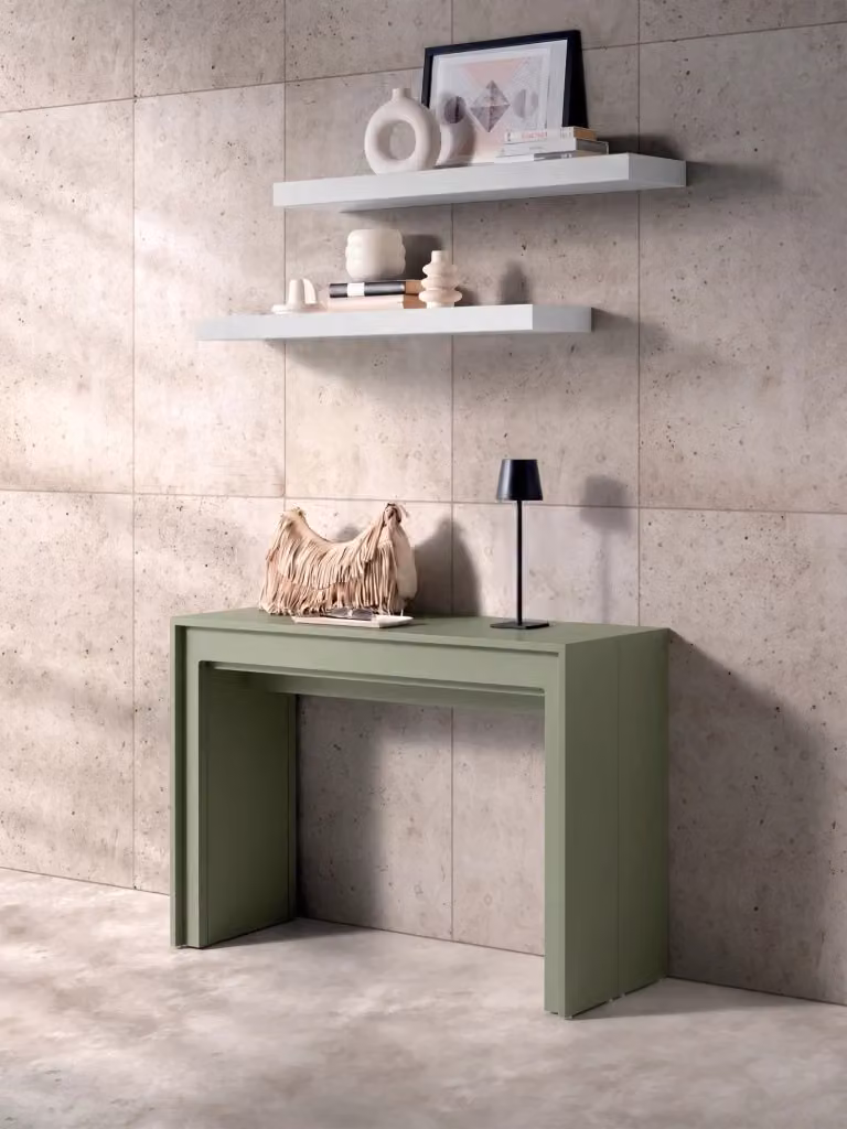 Consolle Allungabile Segmenta GIORDANOSHOP in MDF Laccato Verde Opaco L/P/H: 110 x 42,5/246,5 x 78 cm – 2