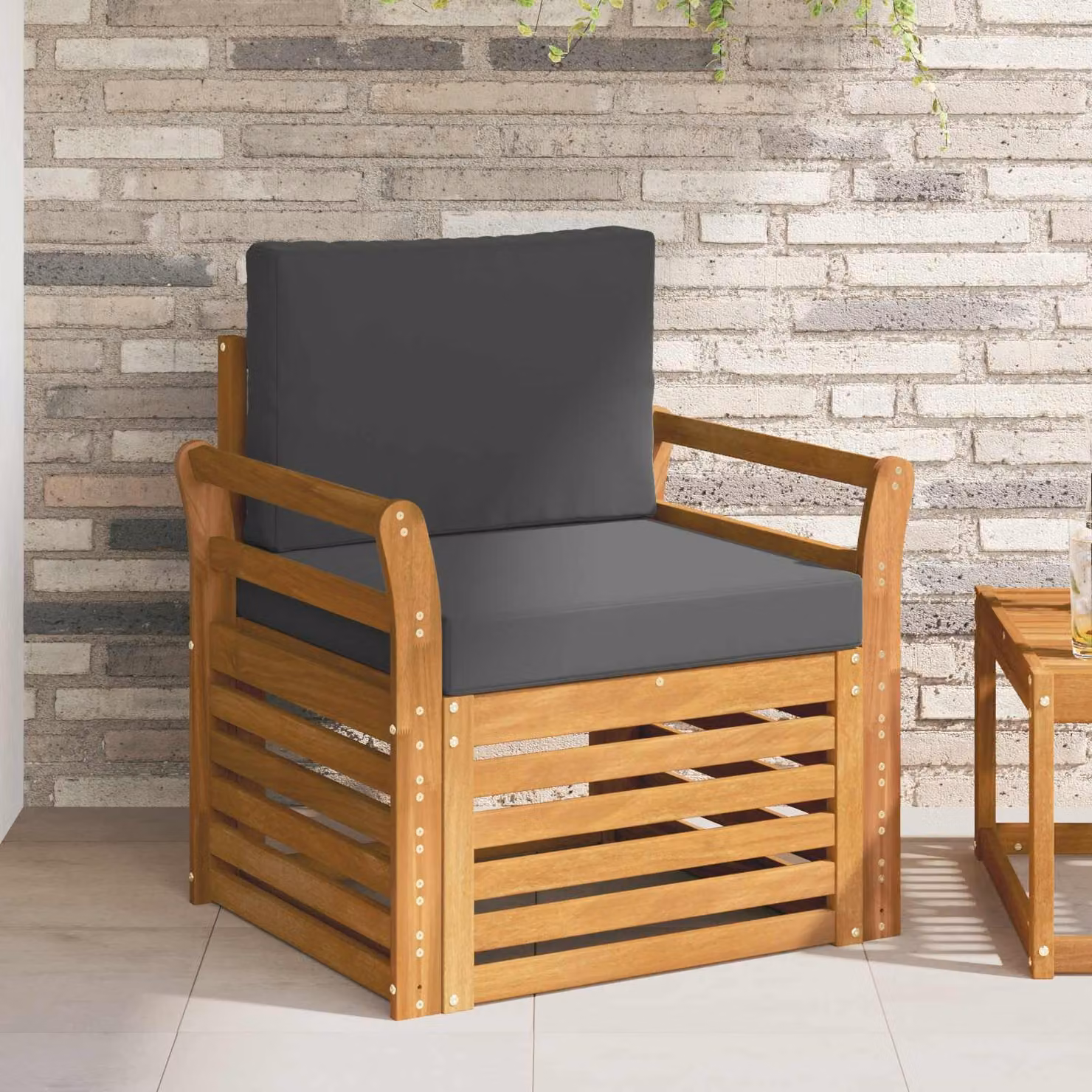 Set di divani da esterno vidaXL in legno di acacia massello con cuscini inclusi, moderno, antracite, marrone o grigio