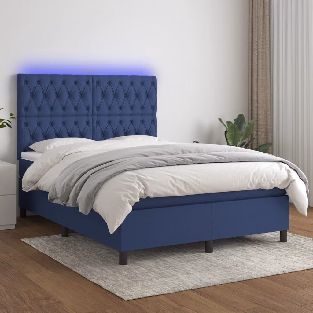 Maison Exclusive - Letto a Molle con Materasso e LED Blu 140x190 cm in Tessuto