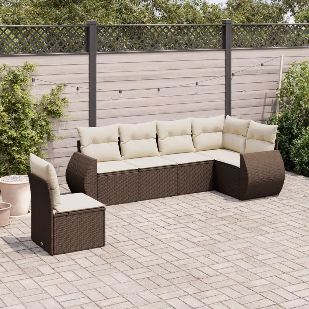 Maison Exclusive - Set Divano da Giardino 6 pz con Cuscini Marrone in Polyrattan