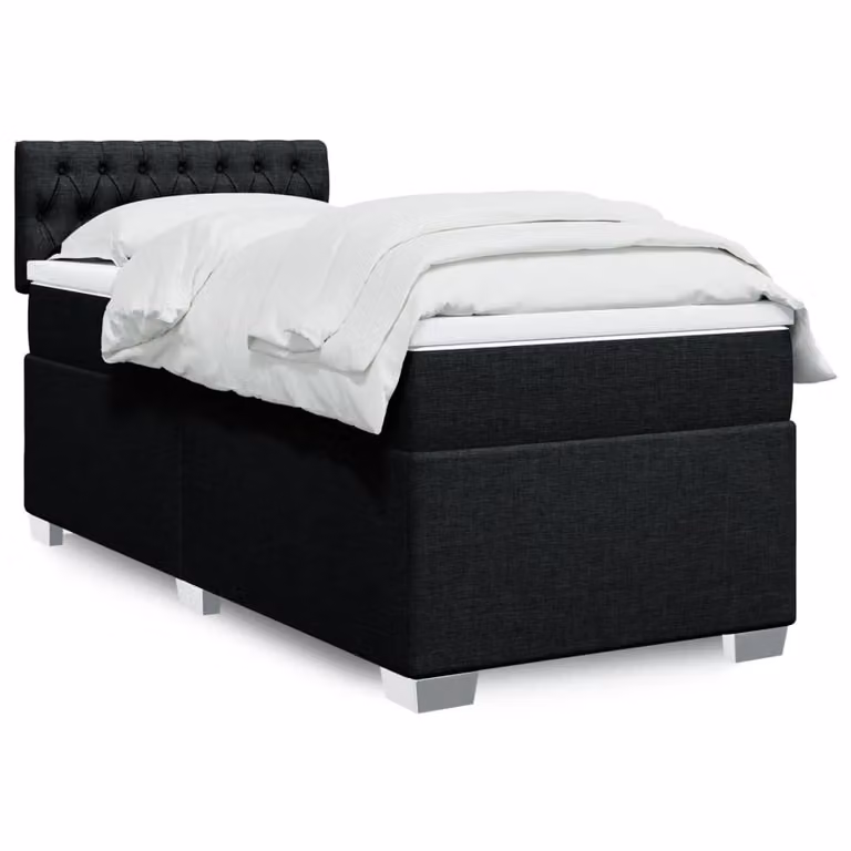 vidaXL Letto Ibrido con Materasso in Tessuto Nero L/P/H: 90 x 190 x 100,5 cm