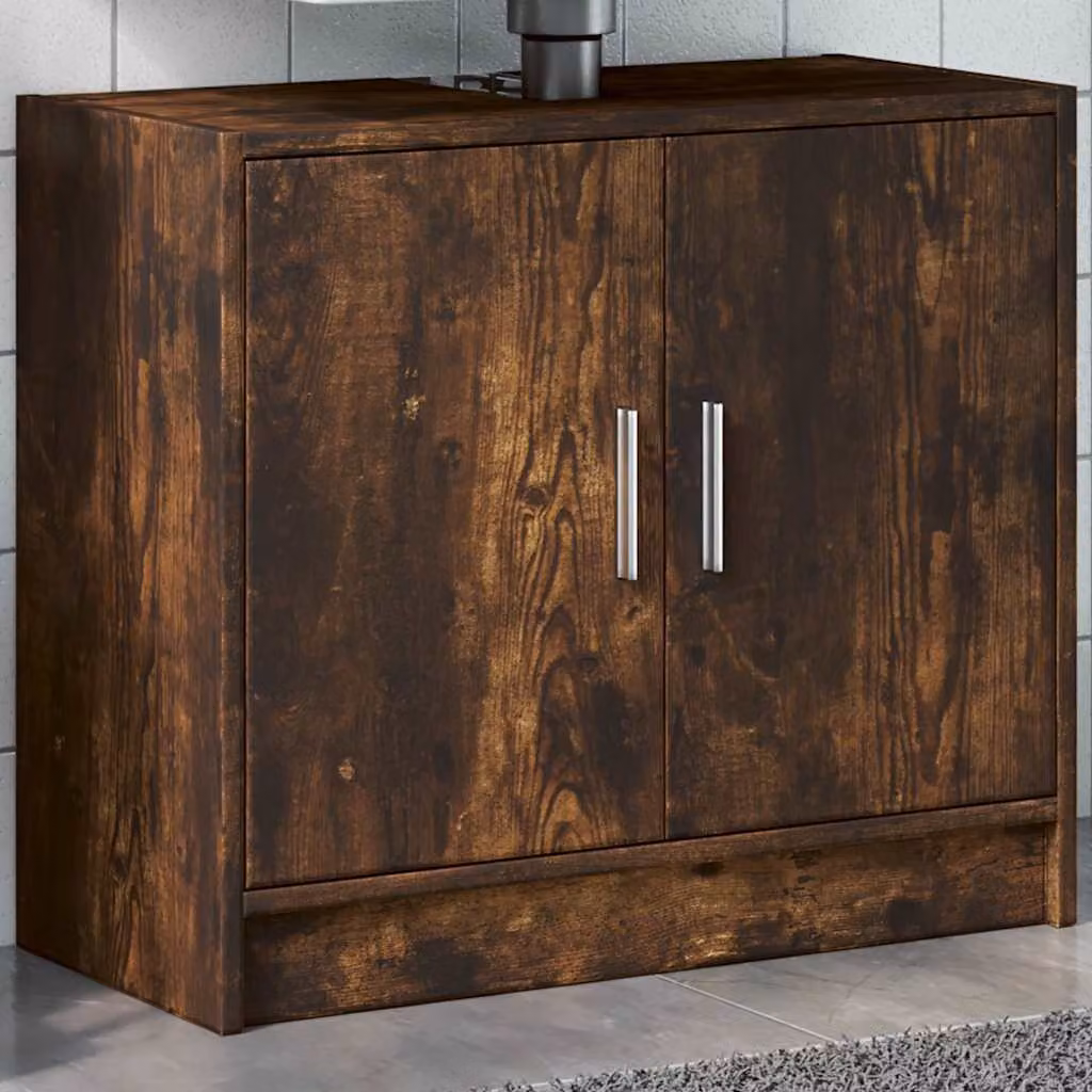 Mobile Lavabo vidaXL in Legno Multistrato Rovere Fumo, L 63 x P 29 x H 55 cm