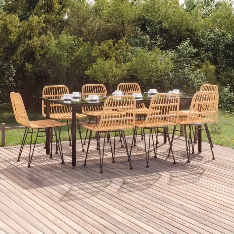 Maison Exclusive - Set da pranzo da giardino in rattan sintetico, 9 pezzi