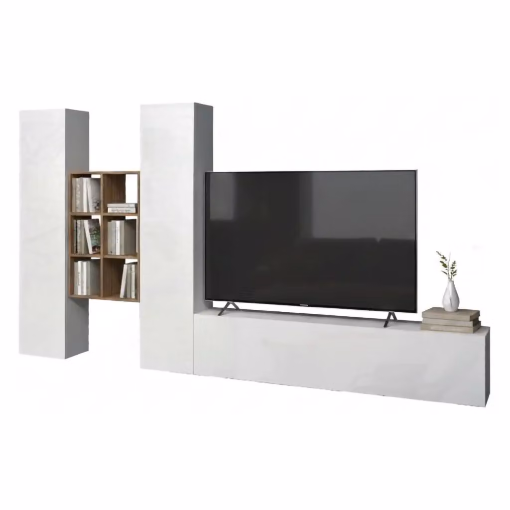 Parete Attrezzata Mobile Soggiorno Acuto DMORA Bianco Lucido L: 320 cm, P: 30 cm, H: 180 cm – 2