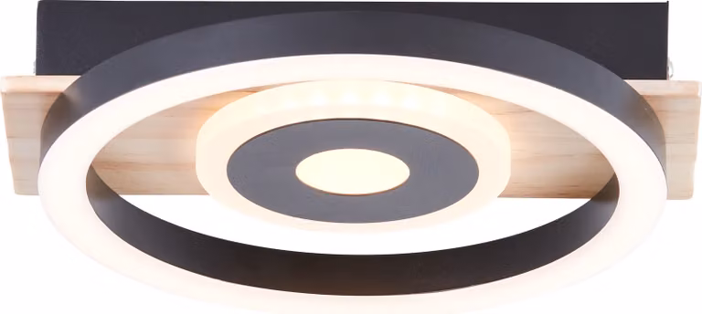 BRILLANTE plafoniera a LED marrone nera senza tempo Maureen | bianco caldo | 12W 1100 lumen 3000 Kelvin | 22x20cm | metallo/legno/plastica