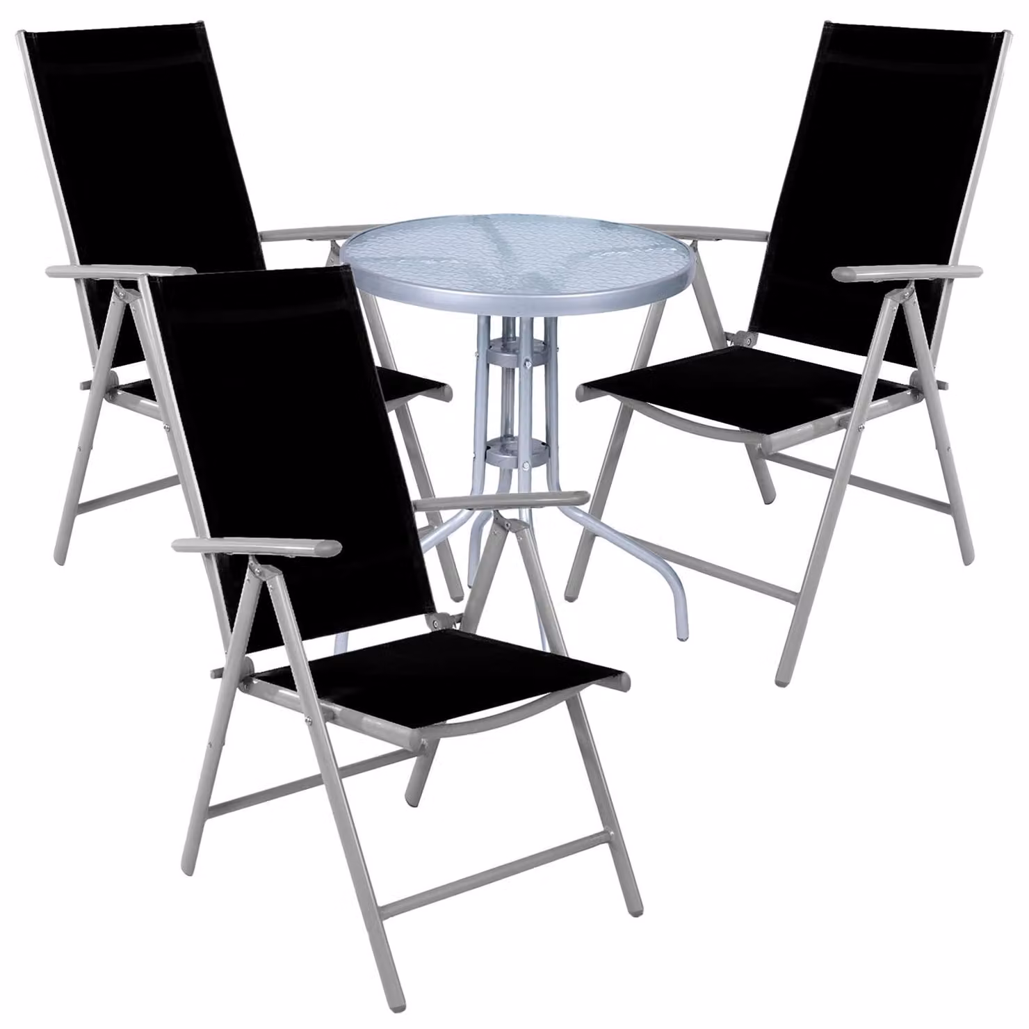 Set da bistrot, composto da 4 pezzi, color argento/grigio e nero