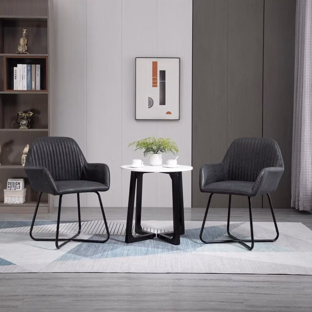 Set di 2 sedie imbottite GIORDANOSHOP in similpelle marrone con struttura in metallo, L: 60 cm, P: 56,5 cm, H: 85 cm – 2