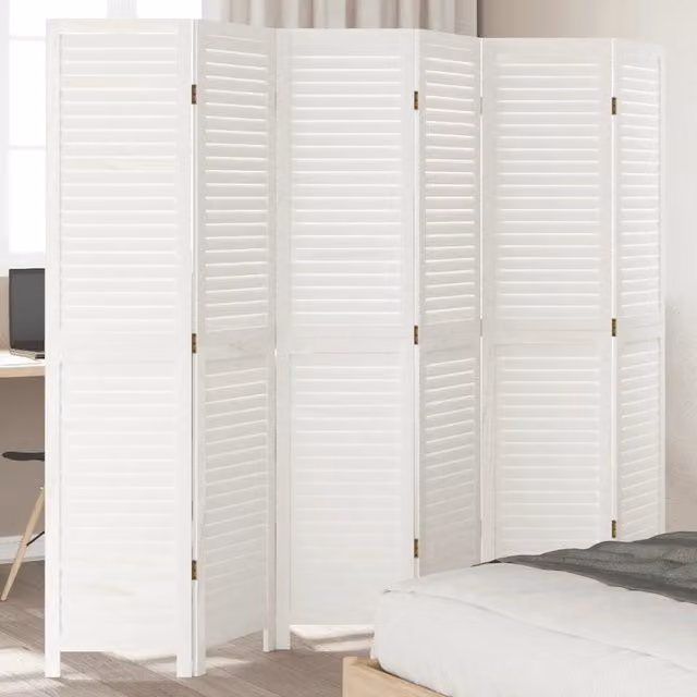 Divisorio Ambienti 6 Pannelli Bianco Retrò in Legno e Metallo vidaXL H: 180 cm x L: 215 cm