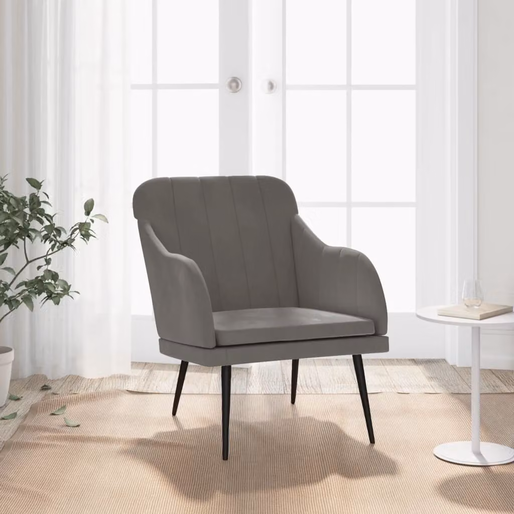 The Living Store poltrona grigio scuro 63x76x80 cm in velluto