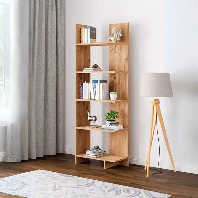 Libreria Vireftere en.casa con 5 Ripiani in Effetto Legno Marrone H: 176 cm, L: 62 cm, P: 29 cm