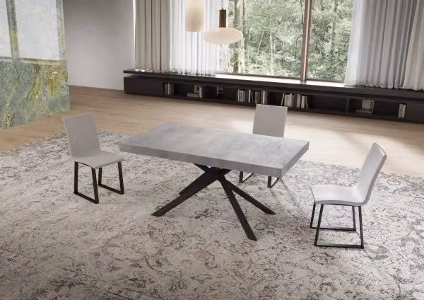 Tavolo allungabile moderno GIORDANOSHOP in materiale composito grigio antracite L: 160-244 cm, P: 80 cm, H: 74 cm – 2
