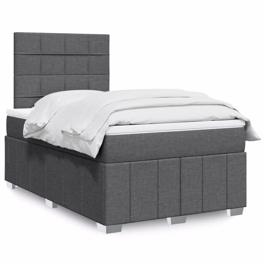 vidaXL Letto Ibrido con Materasso e Struttura Imbottita Grigio e Bianco L/P: 120 x 200 cm