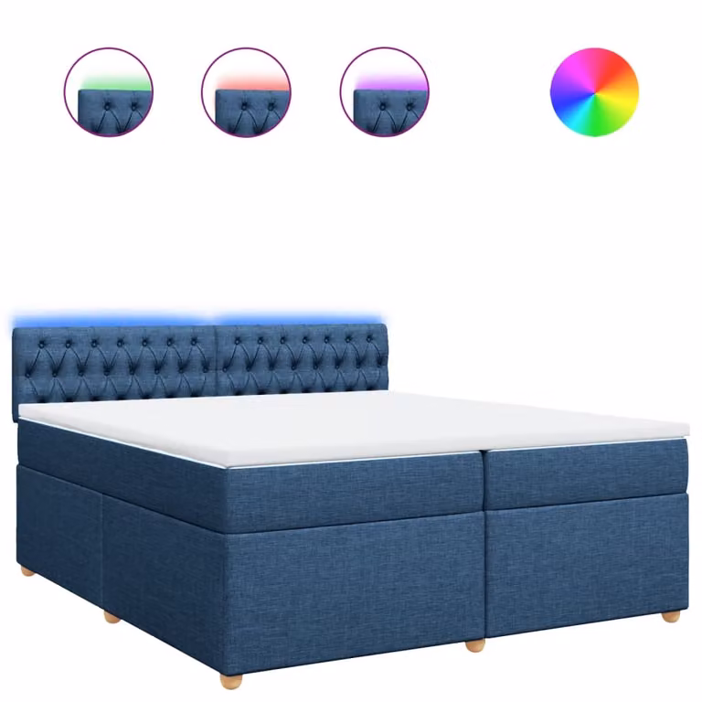 Giroletto a Molle con Materasso Blu 200x200 cm in Tessuto