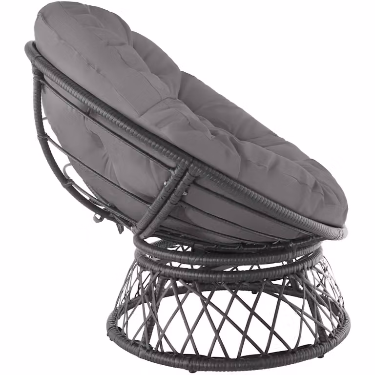 Poltrona girevole Gargano in rattan e metallo TecTake GmbH colore nero opaco