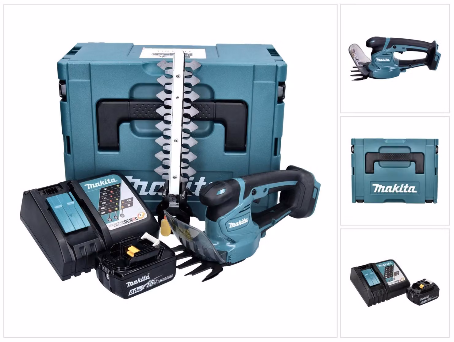 Makita DUM 111 RG1XJ Forbici per erba a batteria 18 V + 1x batteria ricaricabile 6,0 Ah + caricabatterie + Makpac