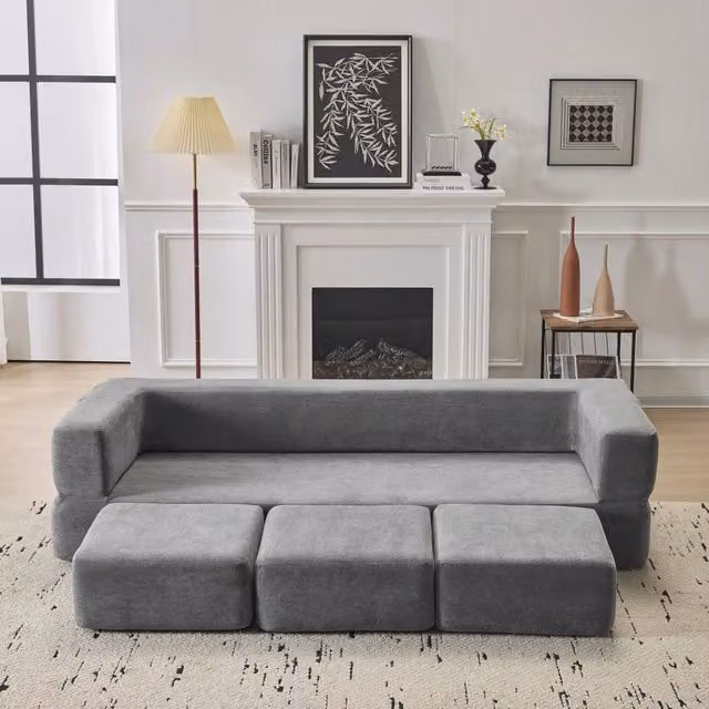 Divano letto 3 posti - Zephmum - Schiuma ad alta elasticit¨¤, risparmio spazio, tessuto Chenille