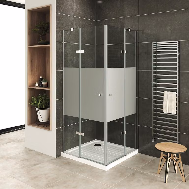 Cabina doccia angolare i-flair 80x95x180 cm in vetro di sicurezza da 6 mm parzialmente satinato - DK19