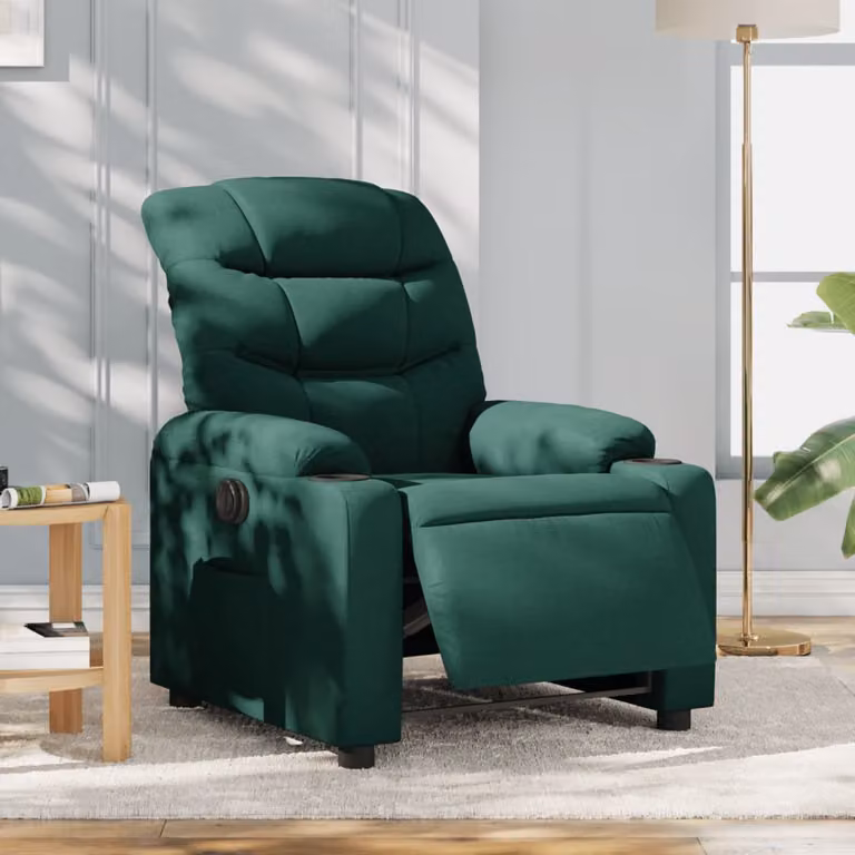 vidaXL Poltrona Elettrica Reclinabile in Tessuto Verde con Braccioli e Funzione Auto-Return