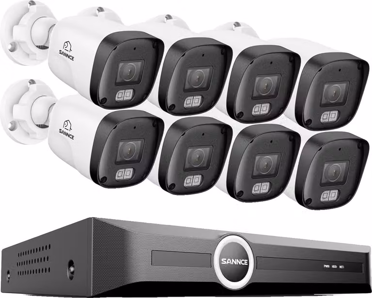 Sistema di videosorveglianza, risoluzione 3 MP, rilevamento intelligente del movimento, registratore NVR a 8 canali, 8 telecamere, 2T