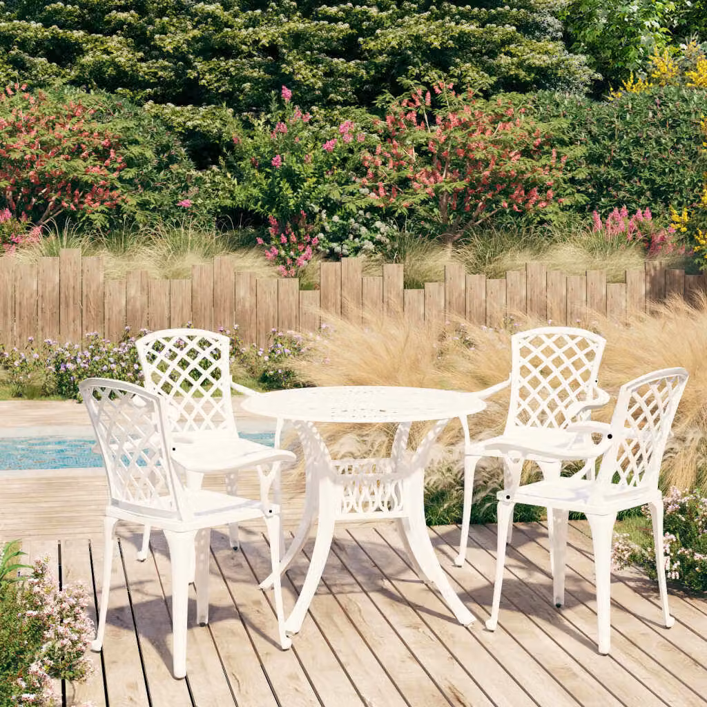 Maison Exclusive - Set da bistrot da 5 pezzi in fusione di alluminio, bianco