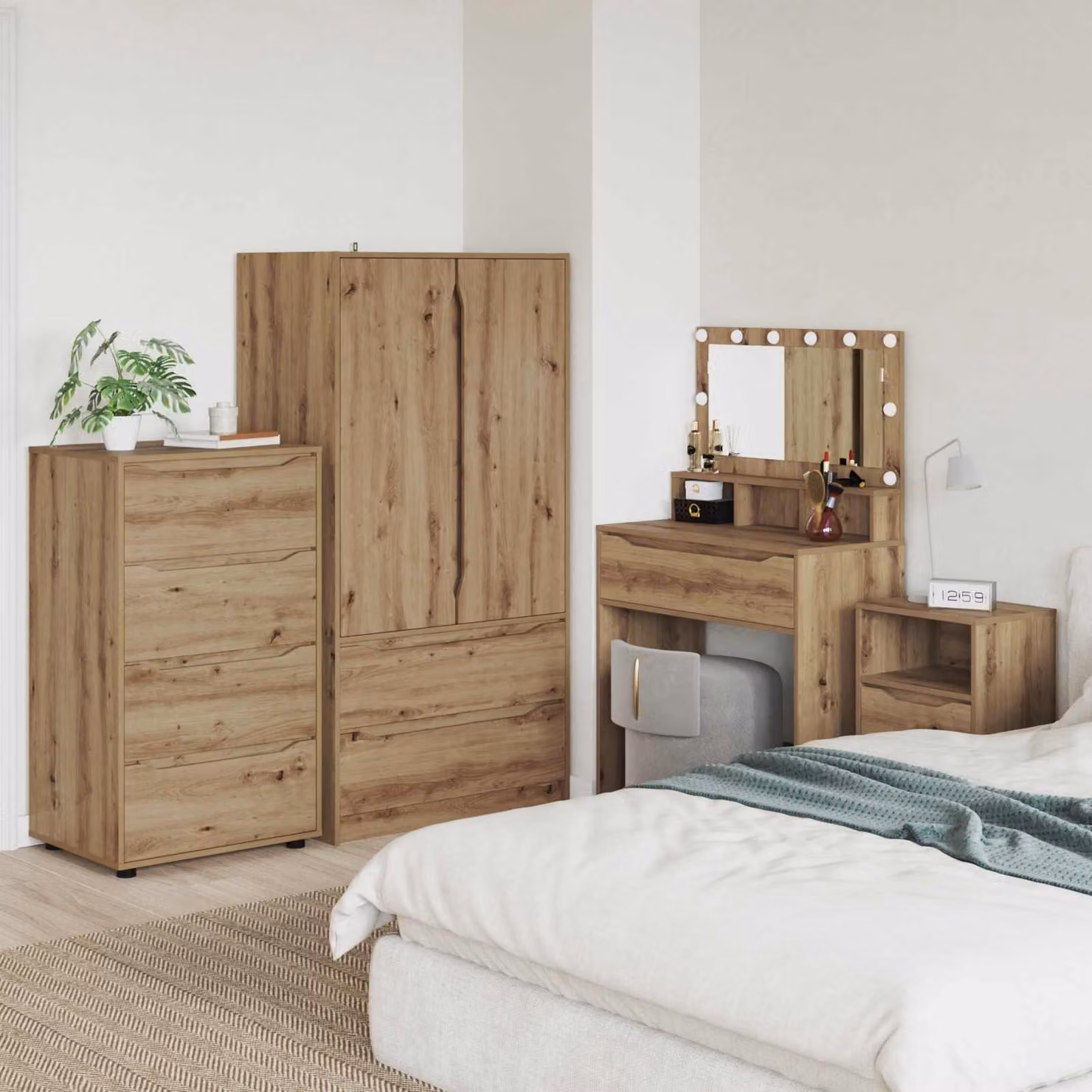 Set di 2 armadi di stoccaggio vidaXL in legno color rovere marrone L/P/H: 60 x 48 x 105 cm – 1