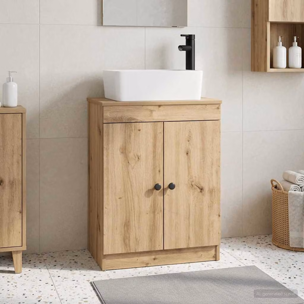 Mobile da bagno con lavabo vidaXL in stile moderno, colore marrone rovere, L 54 cm x P 35 cm x H 83 cm
