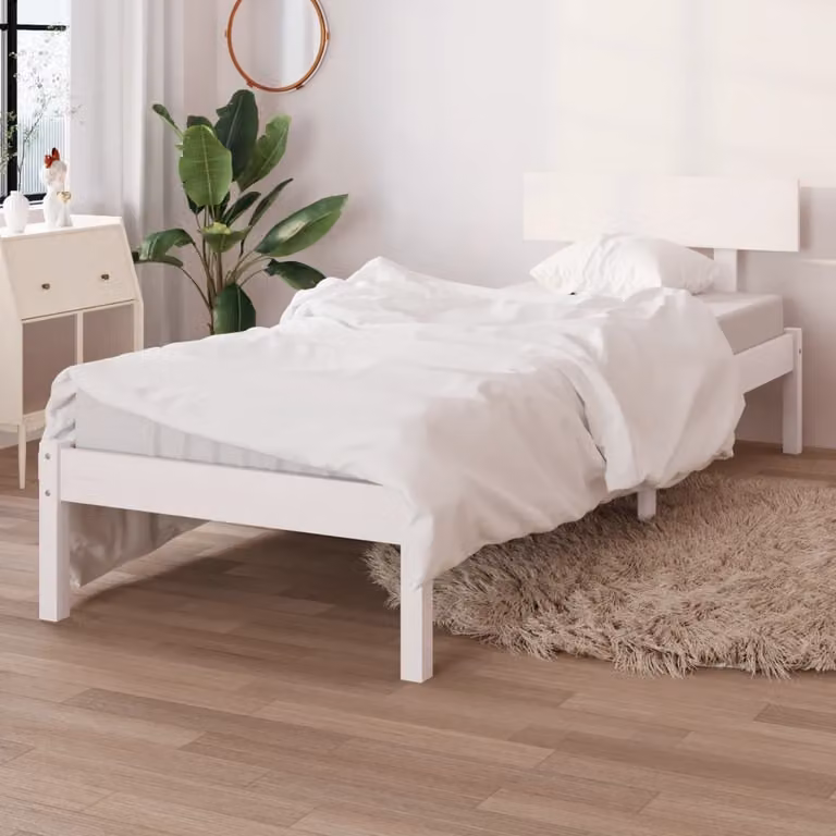 The Living Store Letto in legno massiccio di pino bianco 100x200 cm