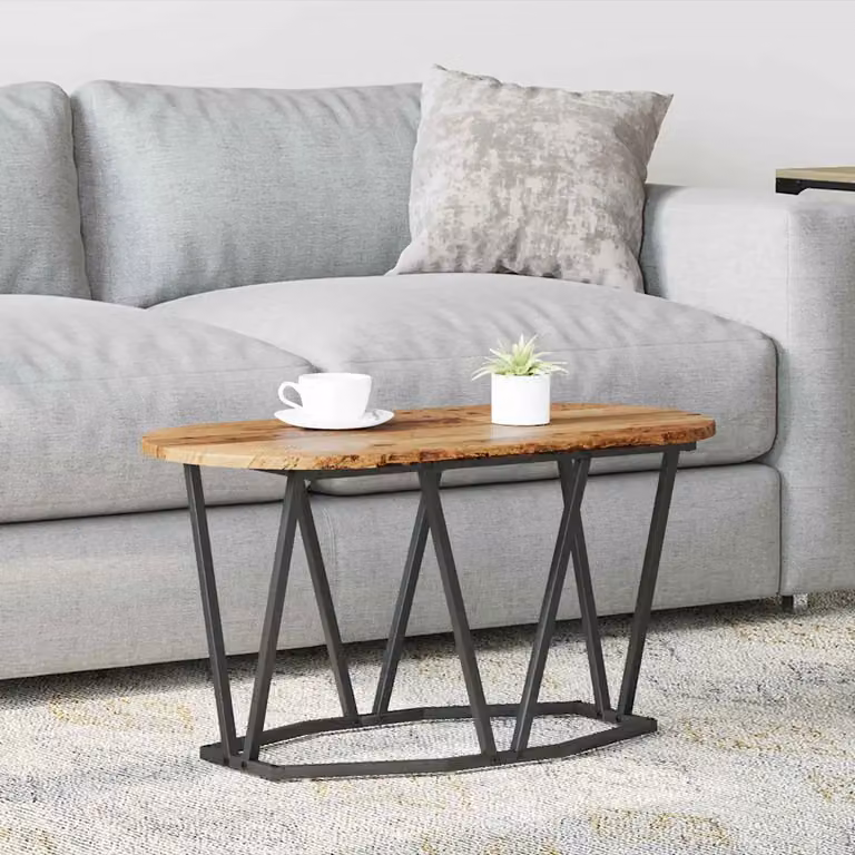 Tavolino da salotto vidaXL in stile industriale con piano in legno e struttura in metallo, colore marrone, L 80 cm x P 40 cm x H 40.5 cm