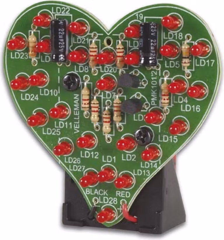 Cuore LED lampeggiante 9V MK101 Kit elettronico