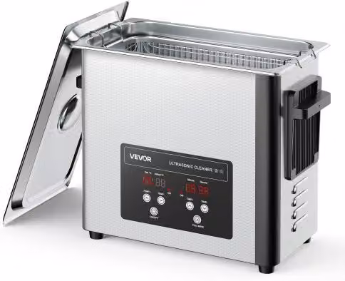 Pulitore a Ultrasuoni Professionale VEVOR in Acciaio Inox Argento da 6 L con Schermo Digitale e Cestello per Orologi, Rasoi e Gioielli