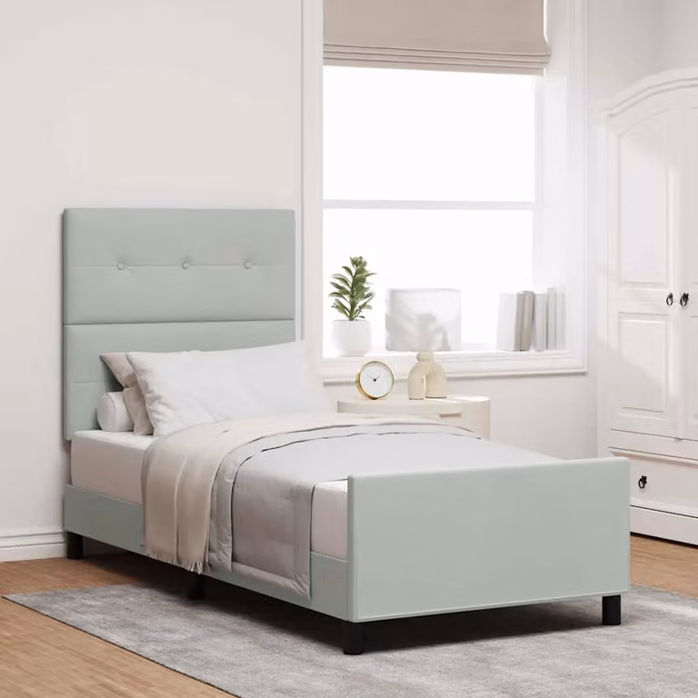 vidaXL Letto a molle con testiera in velluto Grigio, L/P/H: 100 x 200 x 103 cm