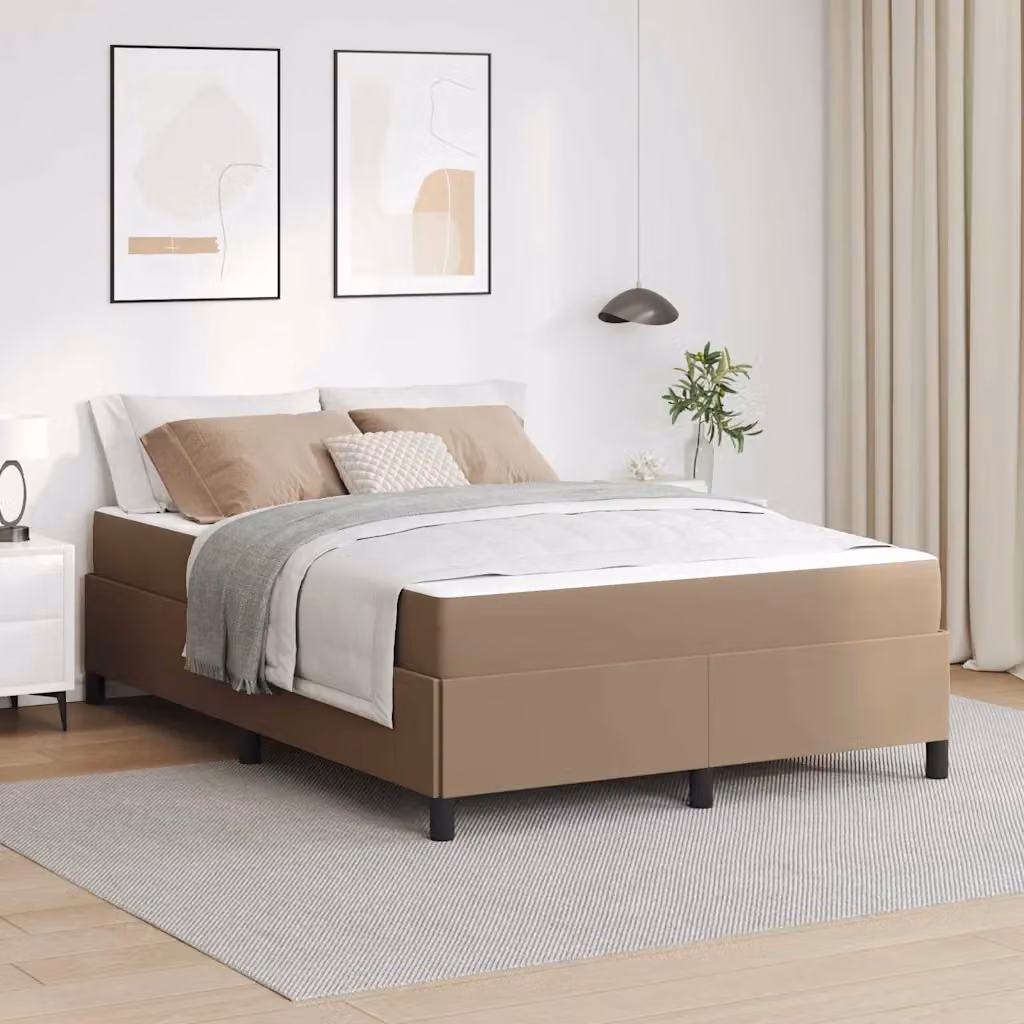 Struttura del letto moderna vidaXL in tessuto e legno con base a molle L 140 x P 190 cm – 1
