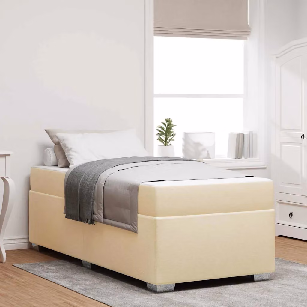Struttura del letto con materasso vidaXL in tessuto beige, L 100 x P 200 cm – 1