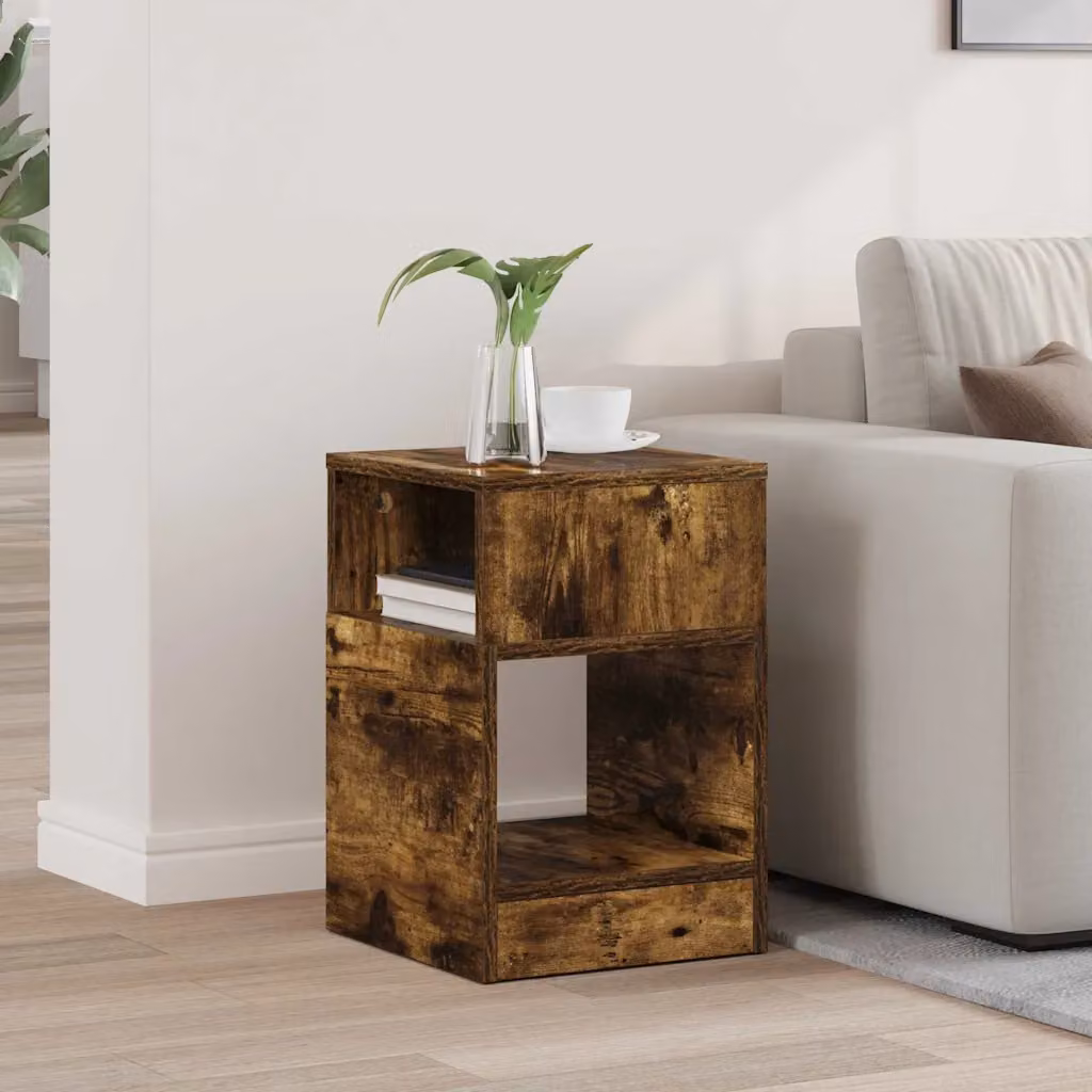 vidaXL Tavolino Moderno in Legno Rovere Fumo L/P/H: 30,5 x 30 x 45 cm