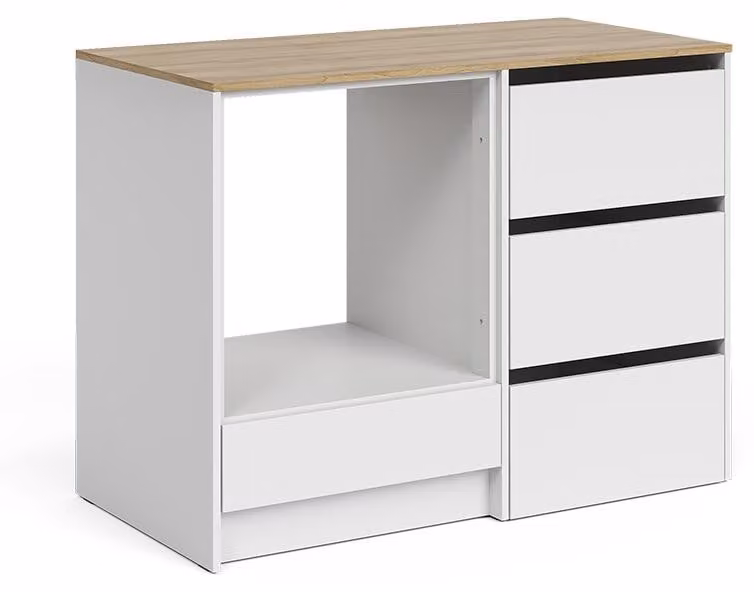 Mobile per forno Vicco Viktor Bianco/Rovere artigianale 116.8 cm con 4 pratici cassetti, Model 62866