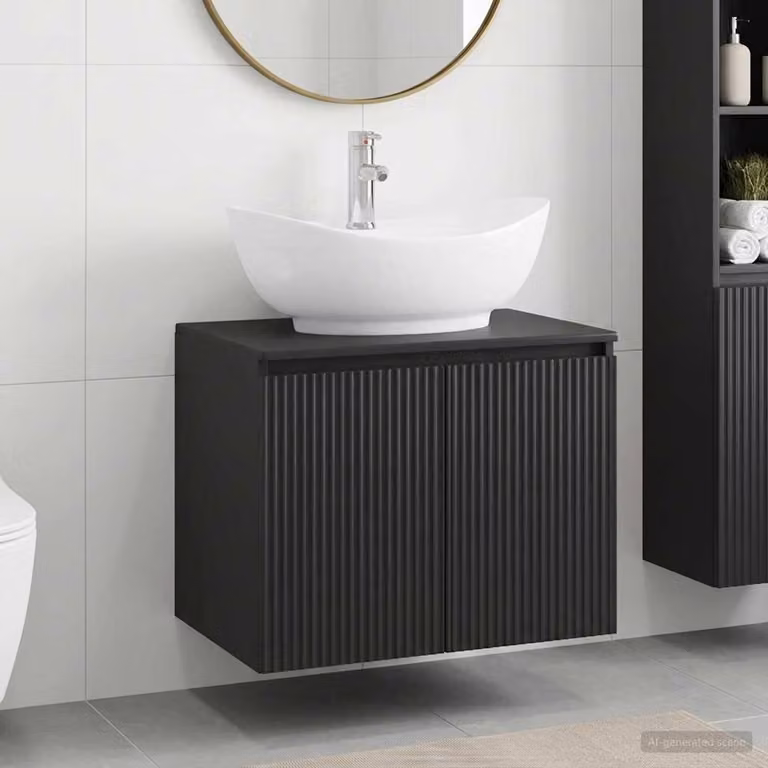 Mobile lavabo sospeso moderno vidaXL nero opaco in legno MDF