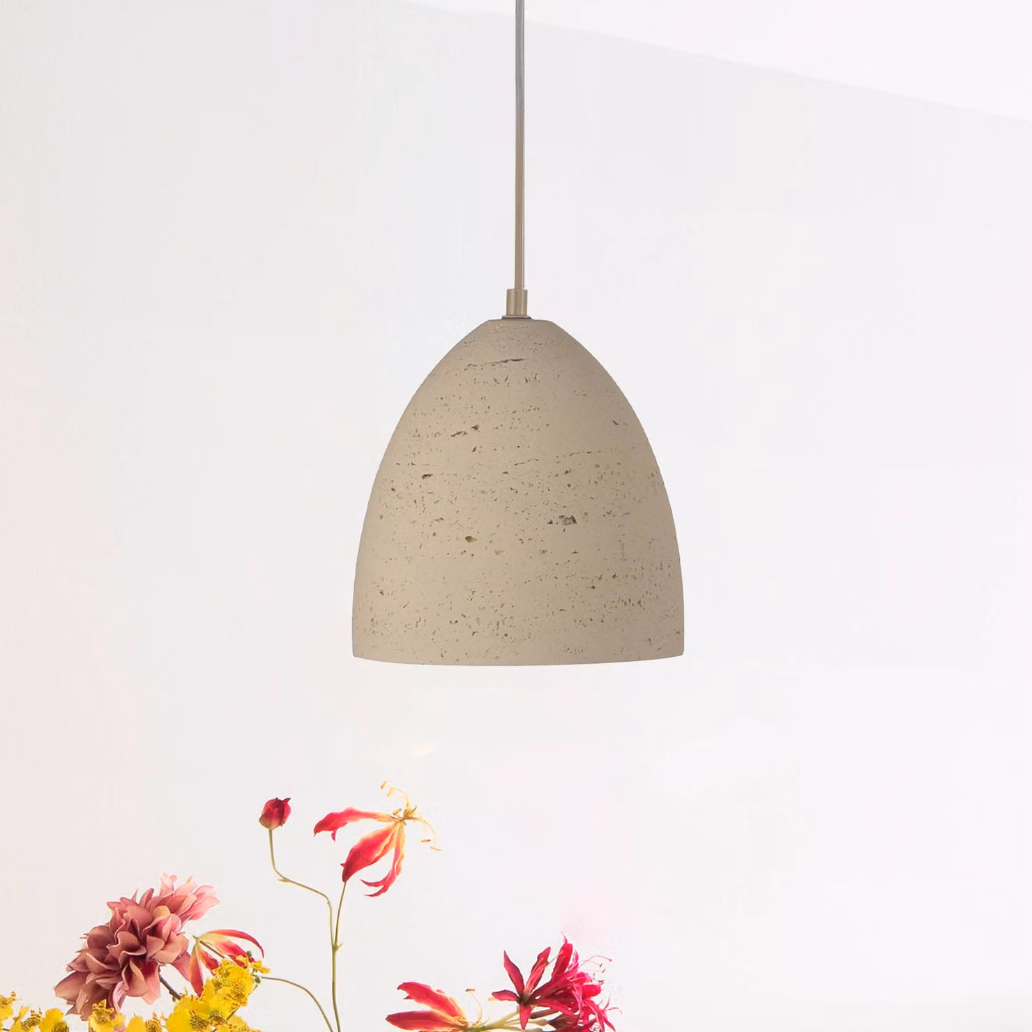 Schöner Wohnen Lampada a sospensione Traventa, dimmerabile, Crema / Ambra, Soggiorno / Sala da pranzo, calcestruzzo / cemento, Mediterraneo, Lampada a sospensione