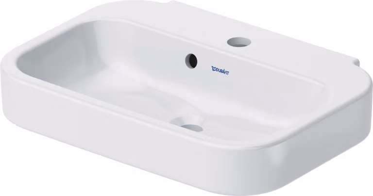Duravit lave-mains 50cm Happy D.2 avec trop-plein, avec plage de robinetterie, 1 trou pour robinetterie, 07095000001, 07095000001