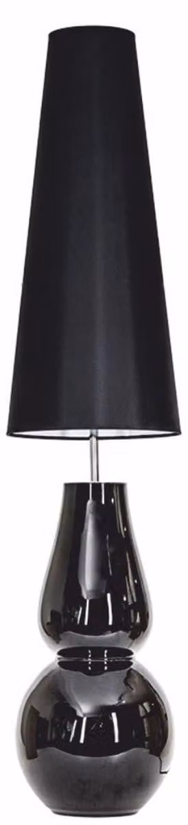 Lampada da terra Casa Padrino, design lussuoso, colore nero, altezza 137 cm - Lampada da terra in vetro rotondo