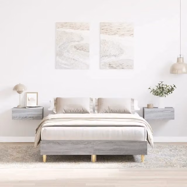 Giroletto senza materasso vidaXL Sonoma Grigio L: 138 cm, P: 193 cm, H: 25 cm in legno e MDF con doghe fisse