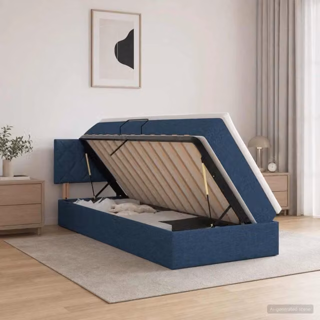 Letto con contenitore e materasso Blu 90 x 200 cm Velluto 3458663