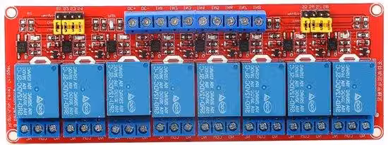 Modulo relè a 8 canali da 12 V con isolamento tramite optoaccoppiatori, funzione di commutazione in salita e in discesa