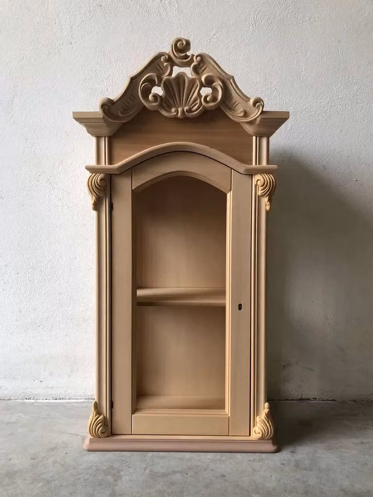 Pensile rettangolare classico barocco in legno grezzo Mobili 2G L/P/H: 53 x 30 x 102 cm