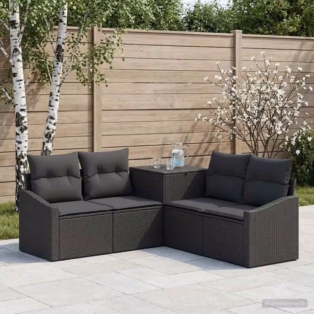 Set di divani 5 pz Nero 178,5 x 178,5 x 85 cm 3447811