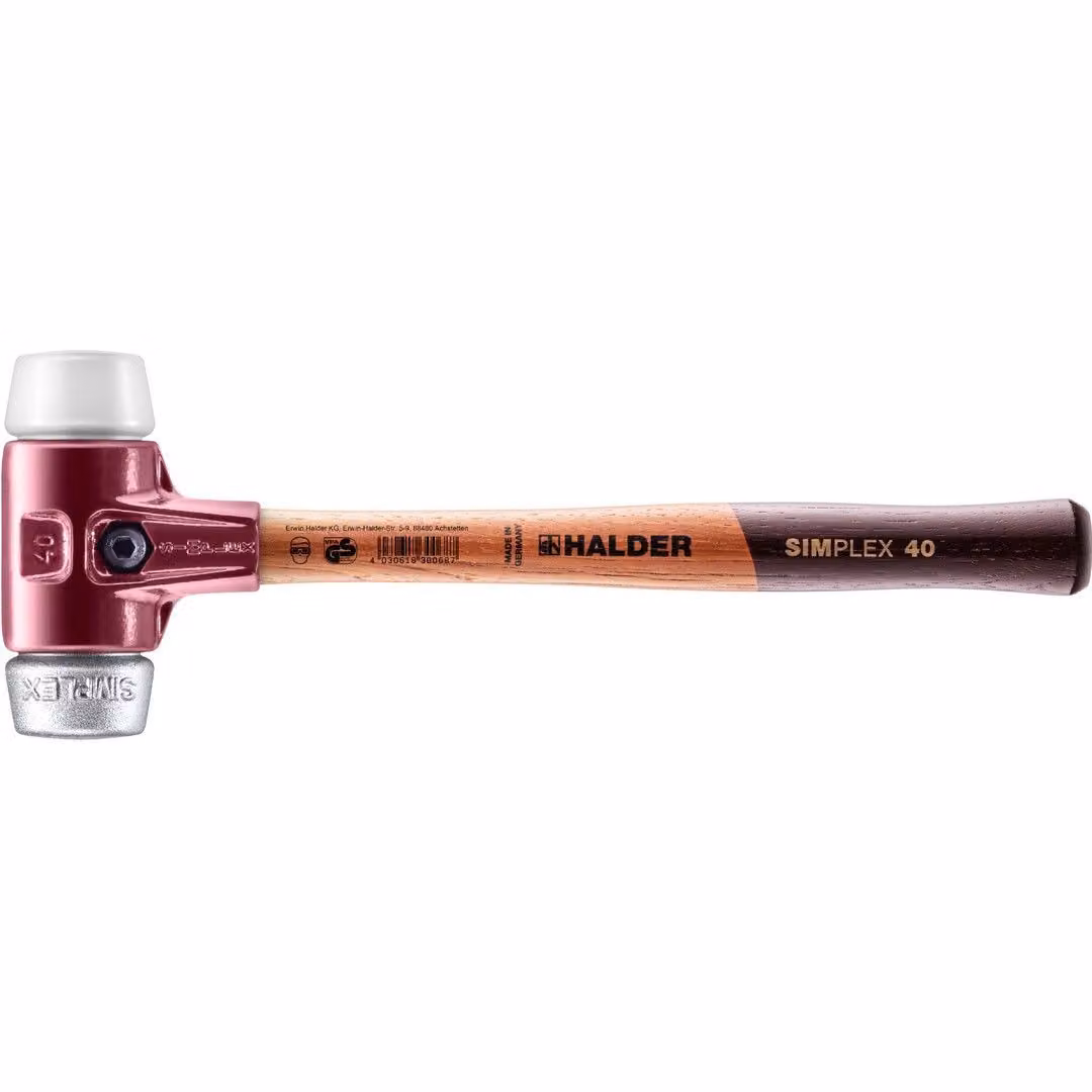 Mazza SIMPLEX soft-face con alloggiamento TE e manico in legno, Ø 40, superplastica / metallo morbido
