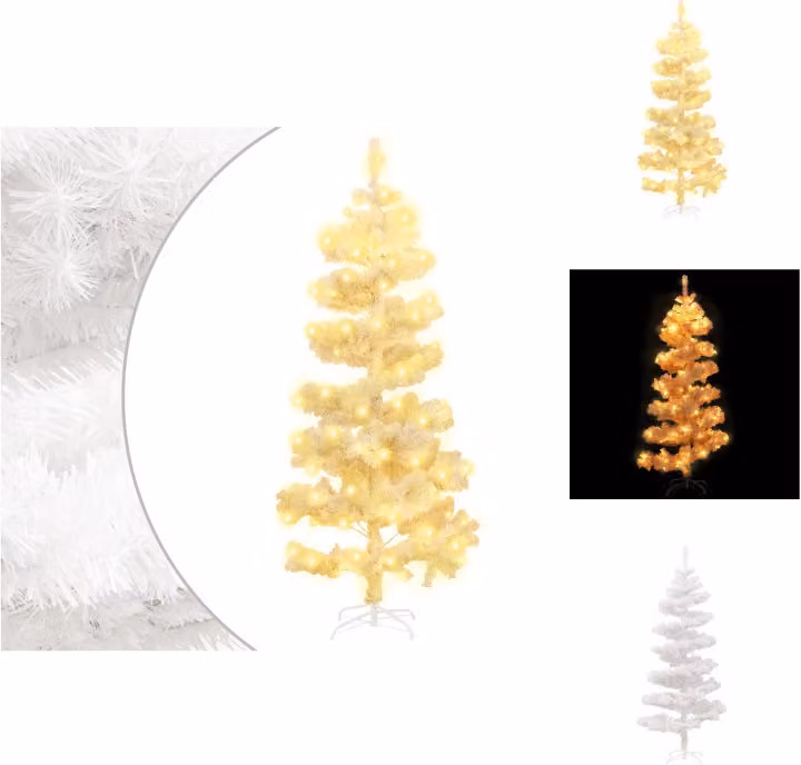 vidaXL Albero di Natale a spirale con illuminazione e supporto bianco 150 cm - Alberi di Natale