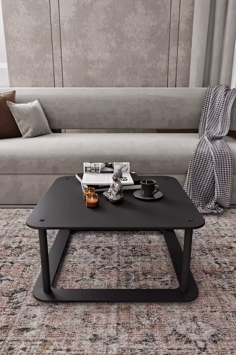 Skye Decor, tavolino di alta qualità, nero, 70 x 38 x 70 cm | 100% MDF, gambe in cartone pressato | Stile moderno e industriale per la tua casa, elegante e funzionale.