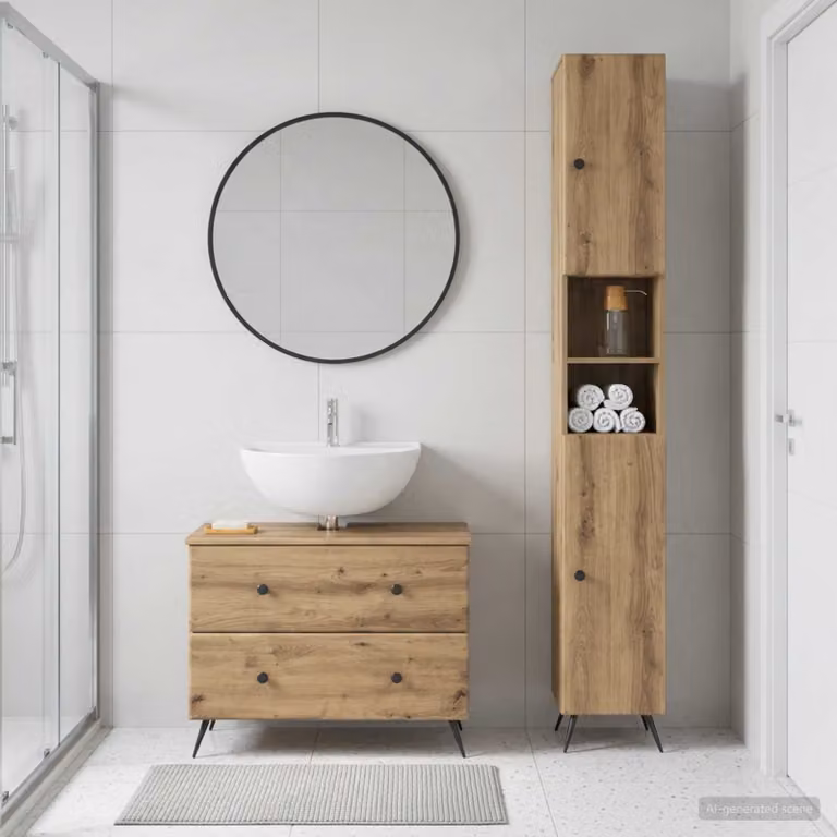 Set di mobili da bagno vidaXL BREDA composto da 2 pezzi in rovere marrone con base e pensile moderno